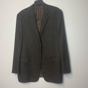 Men’s Brown and Black Wool Laine Suit Jacket Blazer Size 42L